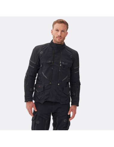 REBELHORN RANGE BLACK TEXTILE MOTO JACKET