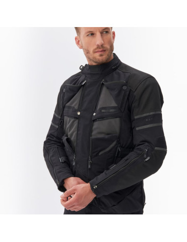 REBELHORN RANGE BLACK TEXTILE MOTO JACKET
