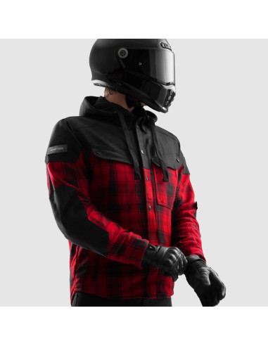 REBELHORN SHIFTER RED TEXTILE MOTO JACKET