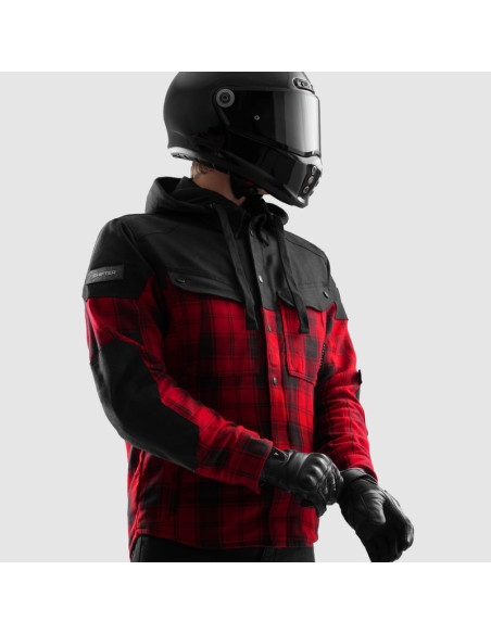REBELHORN SHIFTER RED TEXTILE MOTO JACKET