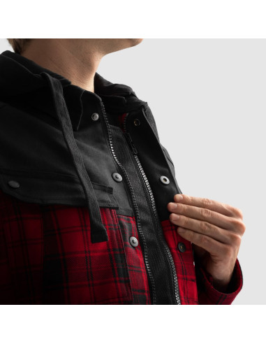 REBELHORN SHIFTER RED TEXTILE MOTO JACKET