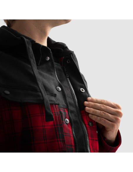 REBELHORN SHIFTER RED TEXTILE MOTO JACKET