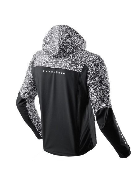 REBELHORN SLASH BLACK/WHITE TEXTILE MOTO JACKET