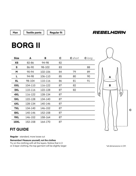 REBELHORN BORG 2 GREY TEKSTILINĖS MOTO KELNĖS