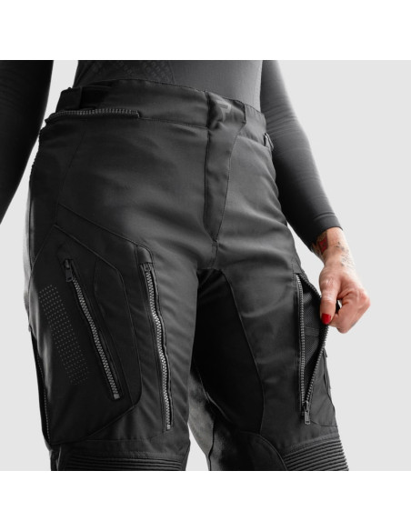 REBELHORN WOMEN'S HIKER 4 BLACK TEXTILE MOTO TROUSERS