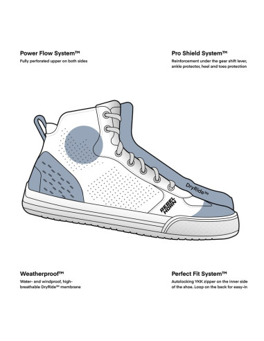 REBELHORN SPIKE WHITE MOTO SHOES