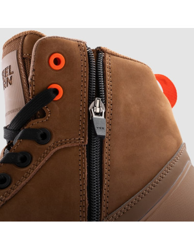 REBELHORN WOMEN'S SPIKE BROWN MOTO BOOTS