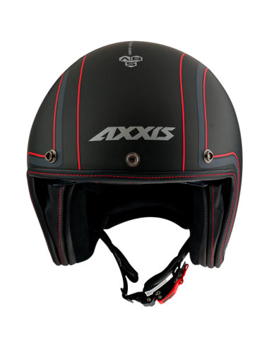 AXXIS JET HORNET MATT BLACK/RED OPEN MOTORCYCLE HELMET