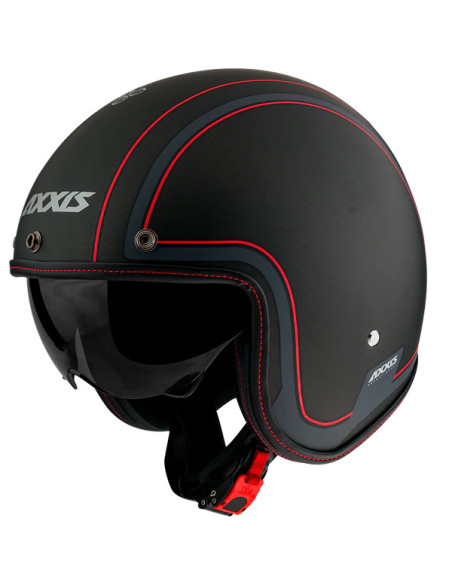 AXXIS JET HORNET MATT BLACK/RED OPEN MOTORCYCLE HELMET
