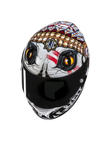 HJC RPHA 12 SKULLY/MC1 SPORTINIS/UŽDARAS MOTO ŠALMAS