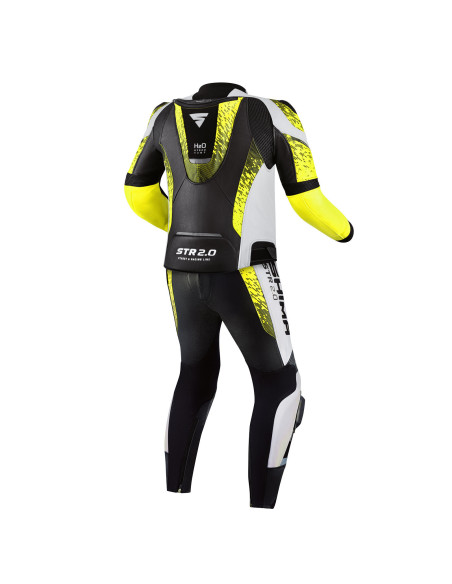 SHIMA STR 2.0 YELLOW FLUO 2-PIECE LEATHER MOTO SUIT