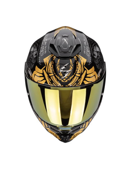 SCORPION EXO-1500 AIR APUS BLACK/GREY/GOLD SPORTINIS/UŽDARAS MOTO ŠALMAS