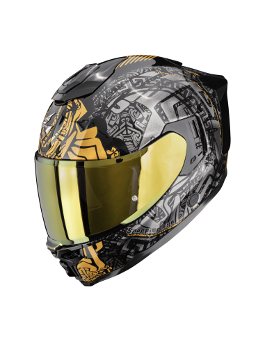 SCORPION EXO-1500 AIR APUS BLACK/GREY/GOLD SPORTINIS/UŽDARAS MOTO ŠALMAS