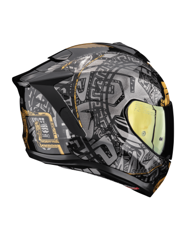 SCORPION СПОРТИВНЫЙ/ВНУТРЕННИЙ МОТОШЛЕМ EXO-1500 AIR APUS ЧЕРНЫЙ/СЕРЫЙ/ЗОЛОТОЙ