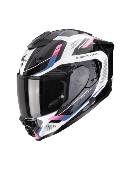 SCORPION EXO-1500 AIR SLEEK WHITE/BLACK/PINK SPORTINIS/UŽDARAS MOTO ŠALMAS