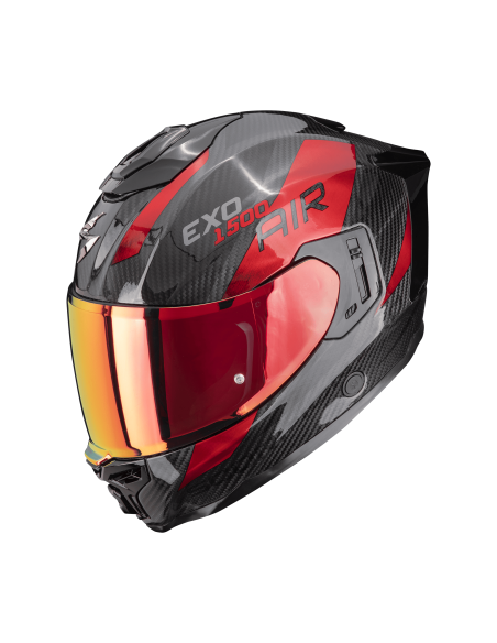 SCORPION EXO-1500 AIR CARBON PLATTED RED SPORTINIS/UŽDARAS MOTO ŠALMAS