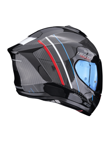 SCORPION EXO-1500 AIR CARBON ZITY BLACK/RED/BLUE SPORTINIS/UŽDARAS MOTO ŠALMAS
