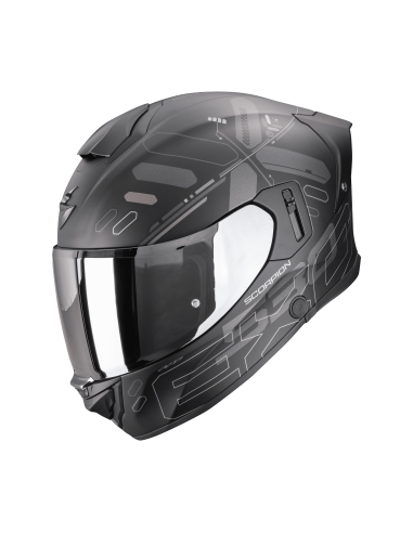 SCORPION EXO-530 EVO AIR FOND BLACK/SILVER SPORTINIS/UŽDARAS MOTO ŠALMAS