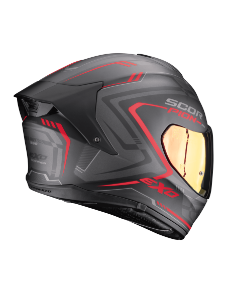 SCORPION EXO-530 EVO AIR SLOPE BLACK/RED SPORTINIS/UŽDARAS MOTO ŠALMAS