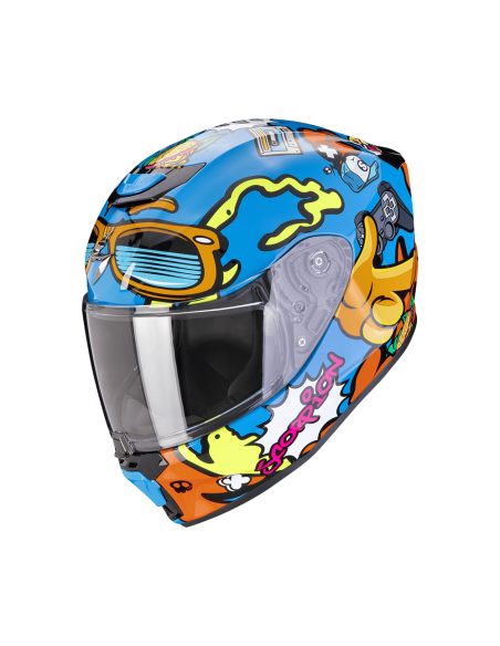 SCORPION EXO-JNR FUN BLUE/ORANGE SPORTINIS/UŽDARAS MOTO ŠALMAS