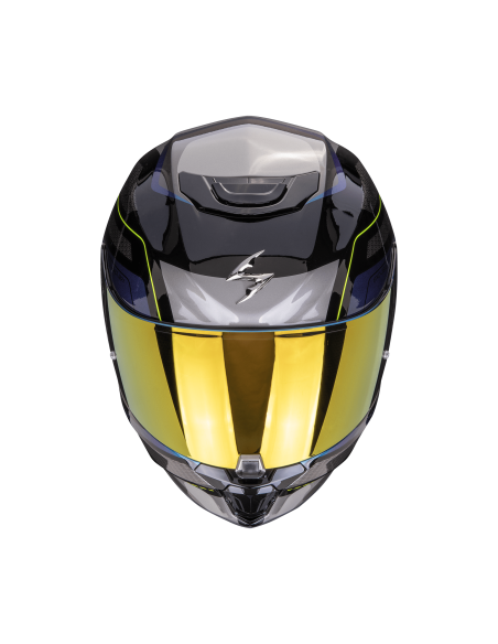 SCORPION EXO-391 LEO BLACK/BLUE SPORTINIS/UŽDARAS MOTO ŠALMAS