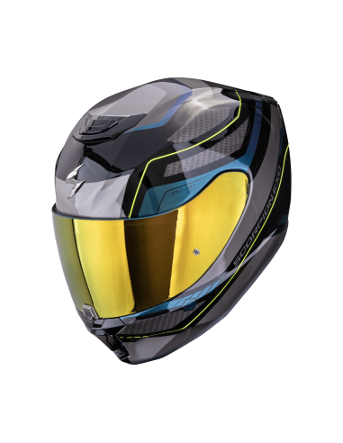 SCORPION EXO-391 LEO BLACK/BLUE SPORTINIS/UŽDARAS MOTO ŠALMAS