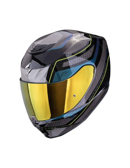 SCORPION EXO-391 LEO BLACK/BLUE SPORTINIS/UŽDARAS MOTO ŠALMAS