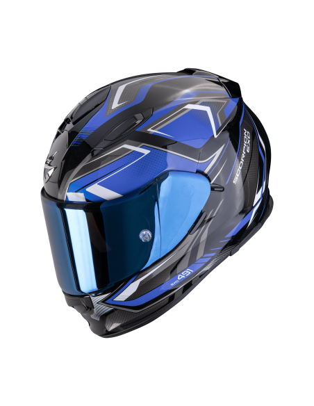 SCORPION EXO-491 ZUMO BLACK/BLUE SPORTINIS/UŽDARAS MOTO ŠALMAS