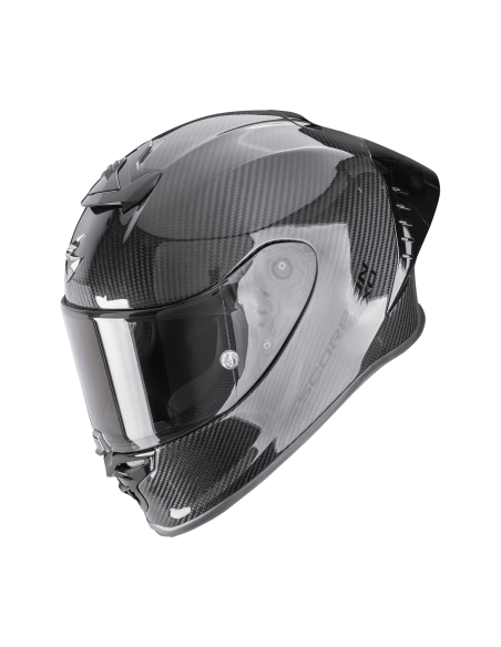 SCORPION EXO-R1 CARBON EVO II AIR SOLID BLACK SPORTINIS/UŽDARAS MOTO ŠALMAS