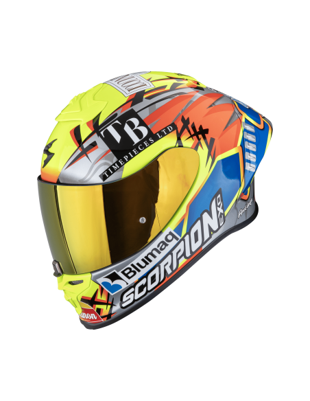 SCORPION СПОРТИВНЫЙ/МОТО ШЛЕМ EXO-R1 EVO II AIR ARON MISANO SILVER/YELLOW/BLUE