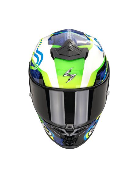 SCORPION СПОРТИВНЫЙ/ЗАКРЫТЫЙ ШЛЕМ EXO-R1 EVO II AIR CORNERING WHITE/BLUE/GREEN