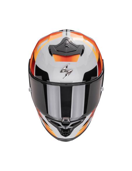 SCORPION EXO-R1 EVO II AIR ADRENALINE GREY/RED/ORANGE SPORTINIS/UŽDARAS MOTO ŠALMAS