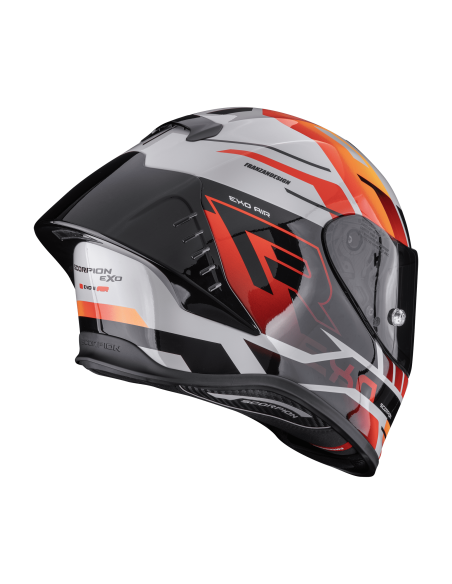 SCORPION EXO-R1 EVO II AIR ADRENALINE GREY/RED/ORANGE SPORTINIS/UŽDARAS MOTO ŠALMAS