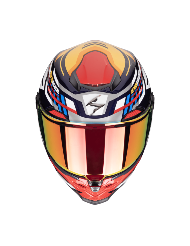 SCORPION EXO-RACE AIR KOBRA BLUE/YELLOW/RED SPORTINIS/UŽDARAS MOTO ŠALMAS