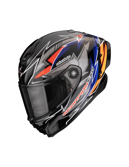 SCORPION EXO-RACE AIR MOVE ON BLACK/BLUE/ORANGE SPORTINIS/UŽDARAS MOTO ŠALMAS