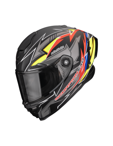 SCORPION EXO-RACE AIR MOVE ON BLACK/RED/YELLOW SPORTINIS/UŽDARAS MOTO ŠALMAS