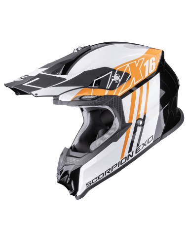 SCORPION VX-16 EVO AIR LIGNES BLACK/ORANGE CROSS MOTO HELMET
