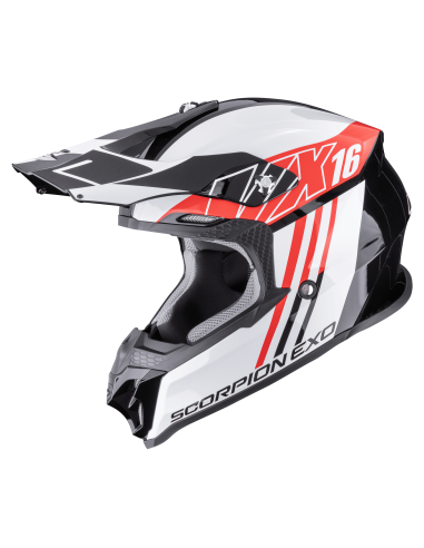 SCORPION VX-16 EVO AIR LIGNES BLACK/RED CROSS MOTO HELMET