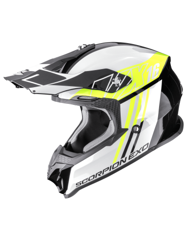 SCORPION VX-16 EVO AIR LIGNES BLACK/YELLOW KROSINIS MOTO ŠALMAS