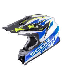 SCORPION VX-16 EVO AIR PATRIOT БЕЛЫЙ/СИНИЙ/ЖЕЛТЫЙ КРОССОВЫЙ МОТОШЛЕМ