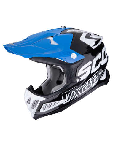 SCORPION VX-22 AIR UPDOWN BLACK/WHITE/BLUE CROSS MOTO HELMET