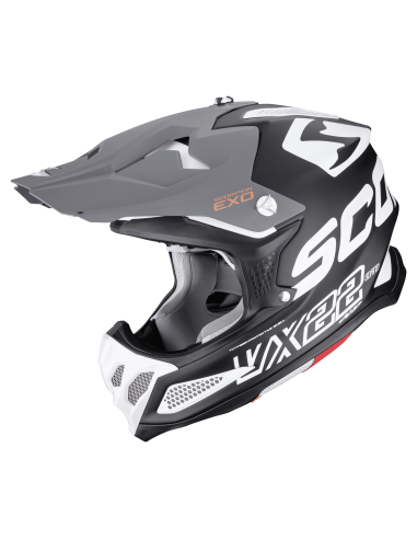 SCORPION VX-22 AIR UPDOWN BLACK/WHITE/GREY KROSINIS MOTO ŠALMAS