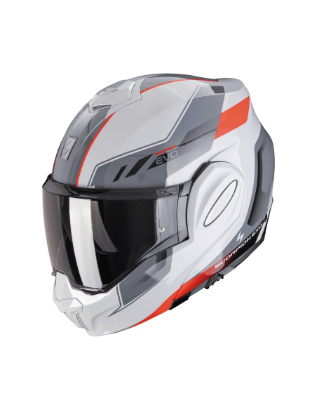 SCORPION EXO-TECH EVO SOCIUS GREY/RED FLIP-UP MOTORCYCLE HELMET