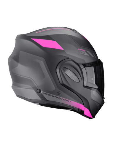 SCORPION EXO-TECH EVO SOCIUS BLACK/PINK FLIP-UP MOTO HELMET