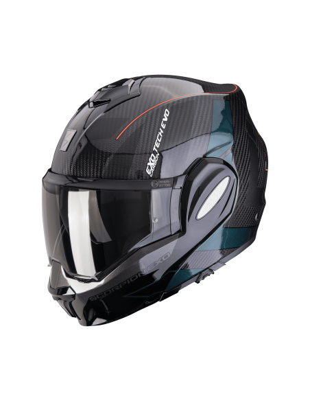 SCORPION МОТОШЛЕМ EXO-TECH EVO CARBON CAD BLACK/GREEN FLIP-UP