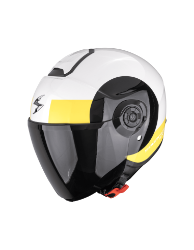 SCORPION EXO-CITY II SHEER WHITE/BLACK/YELLOW ATVIRAS MOTO ŠALMAS