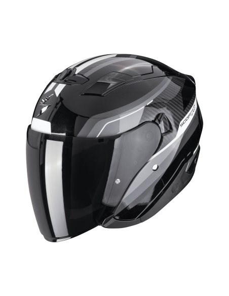 SCORPION EXO-230 HIPE BLACK/SILVER ATVIRAS MOTO ŠALMAS