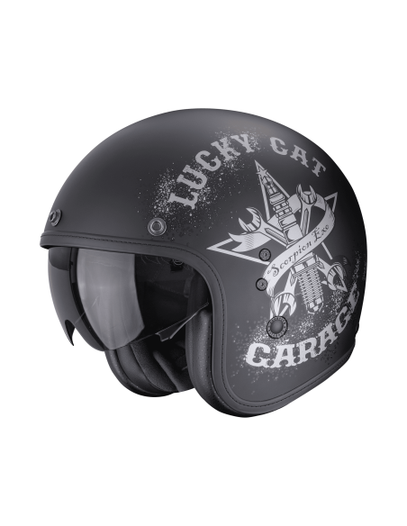 SCORPION BELFAST EVO HANGAR BLACK/SILVER OPEN MOTORCYCLE HELMET