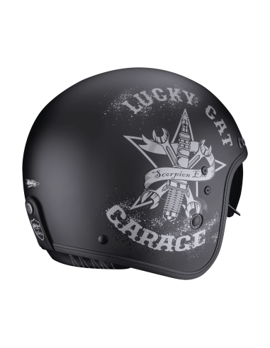 SCORPION BELFAST EVO HANGAR BLACK/SILVER OPEN MOTORCYCLE HELMET