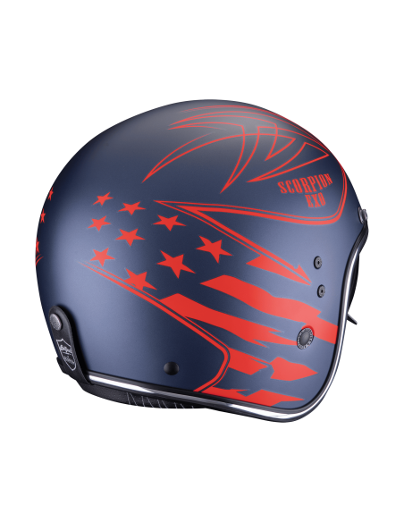 SCORPION BELFAST EVO DAWG BLUE/RED ATVIRAS MOTO ŠALMAS